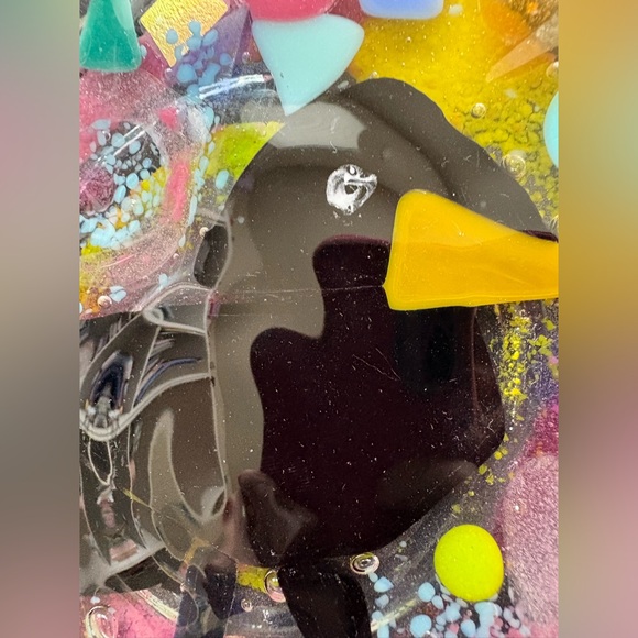 Crow“ Fused Art Glass Round Clear Design Original Handmade 7” Plate - Picture 6 of 10